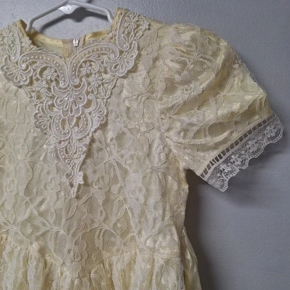Gunne Sax Jessica McClintock Girls Lace Dress Toddler Formal Party Ivory Vintage